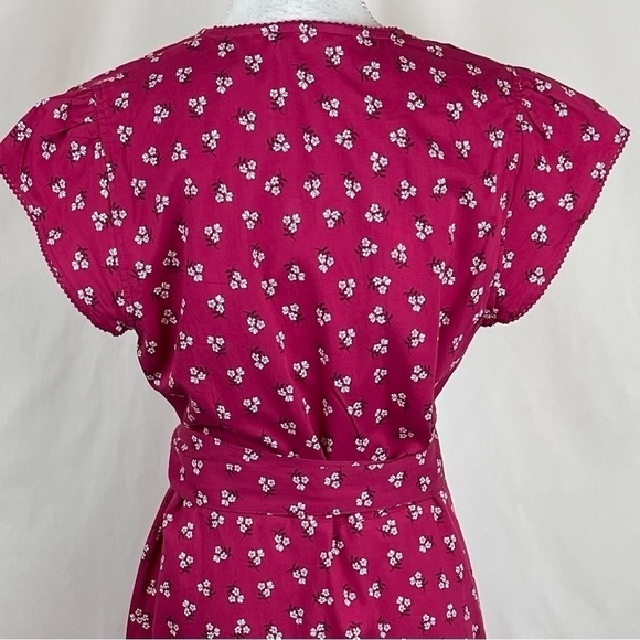 Draper James Cranberry W/White Floral Print CottageCore Boho Wrap Midi Dress NWT - Picture 5 of 13